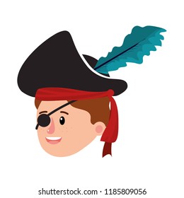 happy boy head with pirate costume