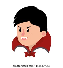 happy boy head with vampire costume