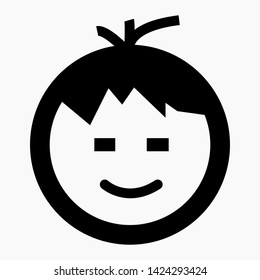 Happy boy icon vector.  Illustration of a boys face.
