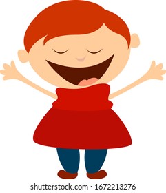 Niño feliz, ilustración, vector sobre fondo blanco.