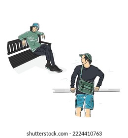 Happy boy illustrations Collection, Flat vector illustration isolated on white background