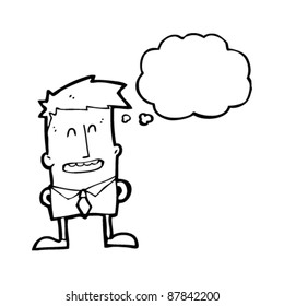 happy boy imagining something cartoon