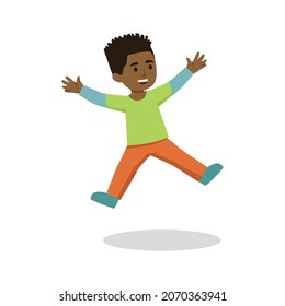 Happy Boy Jump Flat Vector Illustration Stock Vector (Royalty Free ...