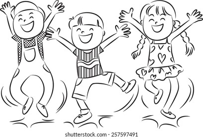 happy boy jumping