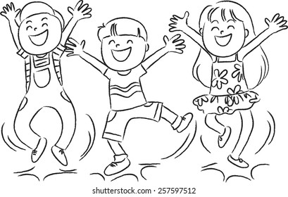 happy boy jumping