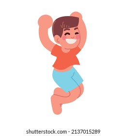 happy boy jumping icon isolated