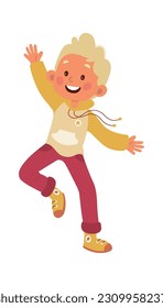 Happy Boy Jumping Vector Illustration