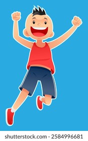 happy boy jumping vector illustration