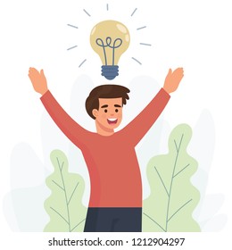 A happy boy just got a fresh new idea, brainstorming concept idea