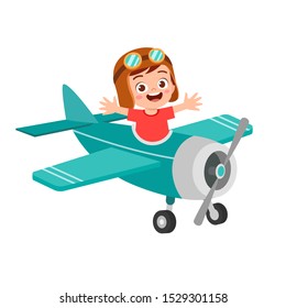 happy boy kid play toy fly plane