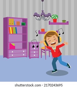 Happy Boy Listening To Music İn Nursery