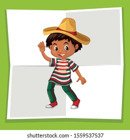 Happy boy in Mexican hat illustration