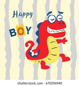 happy boy monster. vector cartoon illustration