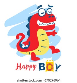 happy boy monster. vector cartoon illustration