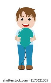happy boy with nice balloon style