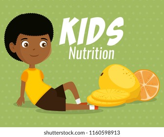 happy boy with nutrition food