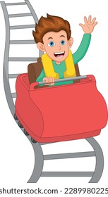 Glücklicher Junge auf einer Achterbahn