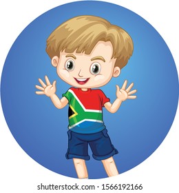Niño feliz con ilustración de fondo redondeado