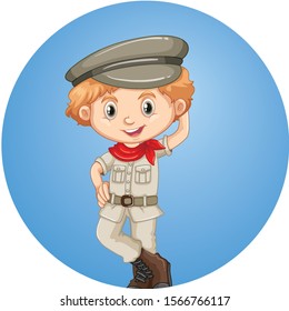 Happy boy on round background illustration