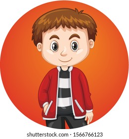 Niño feliz con ilustración de fondo redondeado