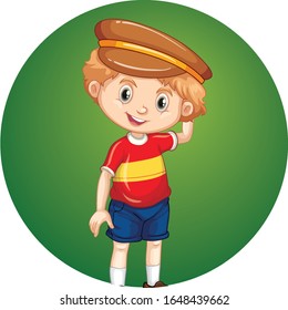 Happy boy on round background illustration