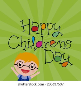 Happy boy on a textured background. Vector illustration