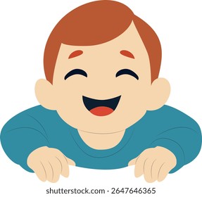 Happy Boy Peeking Illustration cartoon