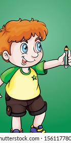Happy boy with pencil in his hand illustration