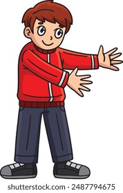 Niño feliz que juega al Clipart coloreado de la historieta 