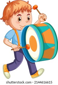 Happy boy playing drum illustration