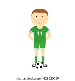 Happy boy is playing football