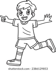 Happy Boy Playing Isolated Coloring Page for Kids