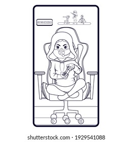 Happy boy playing online. Online streaming concept - Vector