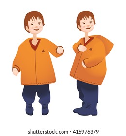 Happy boy in a raincoat vector.