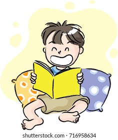 happy boy reading