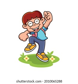 Happy boy ready to school cartoon