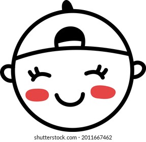Happy boy with red cheeks, illustration, vector on a white background.