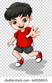 Happy boy in red shirt illustration