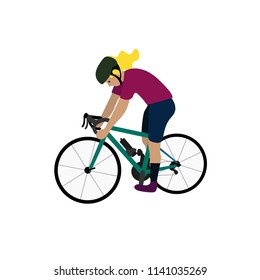 Happy boy riding a bicycle. Vector illustration