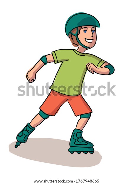 Happy Boy Roller Skating Isolated On Stock Vector (Royalty Free) 1767948665