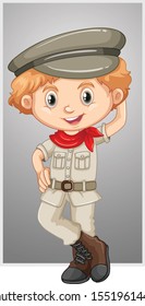 Happy boy in safari costume illustration