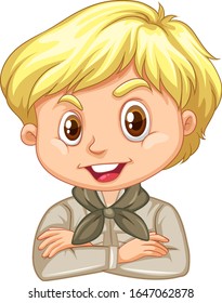 Happy boy in safari uniform on white background illustration