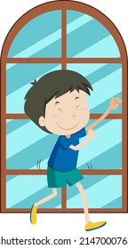 Happy boy simple cartoon character illustration