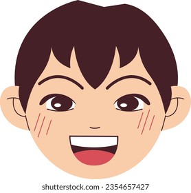 Happy Boy Smile Widely Kids Face Feeling Emotion Vector Illustration 