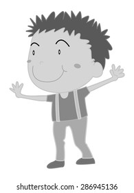 Niño feliz de pie con los brazos arriba
