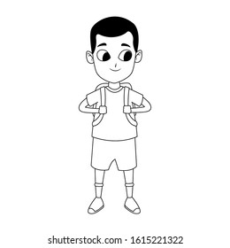 Happy boy standing icon over white background, flat design, vector illustration