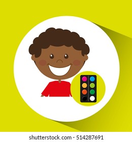 happy boy student palette color graphic vector illustration eps 10