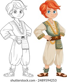 A happy boy in traditional clothing