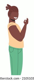 Vector de niño feliz. Firma correcta, súper símbolo. Buena suerte, buena mente, hombre sonriente.
