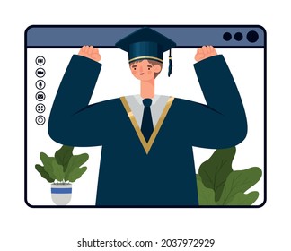 niño feliz en graduación virtual